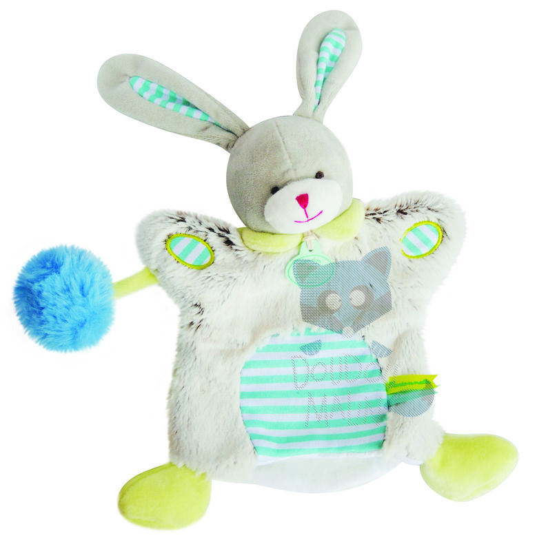  marionnette lovely lapin vert gris bleu pistache 